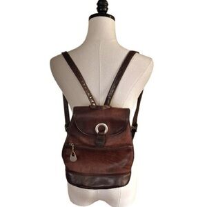 Carriage House genuine leather small backpack with magnetic closure easy access